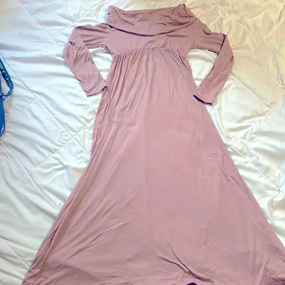MotherBee Cowl Neck&OverTheShoulder MaternityDress PINK medium